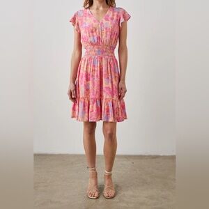 Rails Tara Flutter Sleeve Smocked Waist Mini Dress in Passion Flower